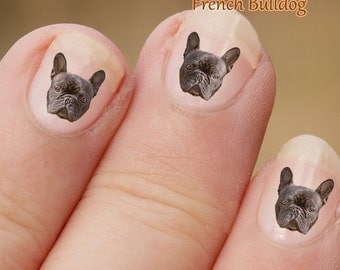 French Bulldog Nail Art Stickers, Dog decals, Fingernail Stickers, Frenchie, Boston Terrier, Decals, fun gift, easy to use