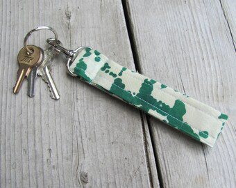 Green and Cream Lanyard key Fob