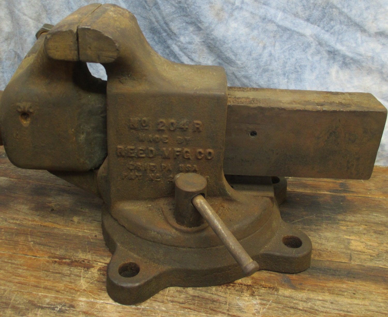 4 Jaw Swivel Bench Table Swivel Vise Blacksmith Anvil Vintage Reed No 204 R from TheOldGrainery