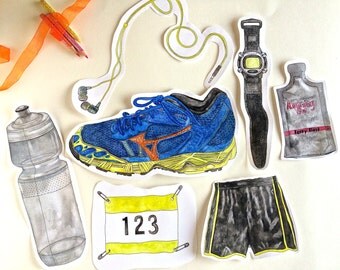 Running Printable Card Kit | Printable Running Watercolor Clipart for Art Projects