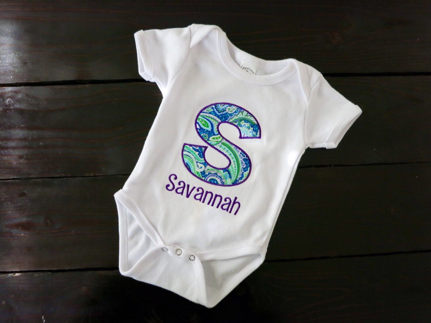 Baby Girl Onesie Applique Initial and Name onesie Toddler