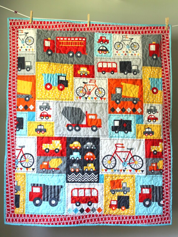Truck Quilt Transportation Quilt Boy QuiltTrucks, Bikes, Cars Boy