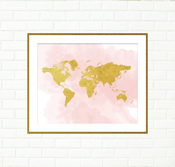 Printable Nursery Art Baby Girl Nursery Prints Gold World Printable Nursery Art Baby Girl Nursery Prints Gold World