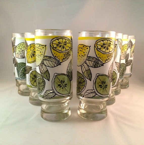 SALE Libbey Lemon and Lime Drinking Glasses by Milehighvintage303