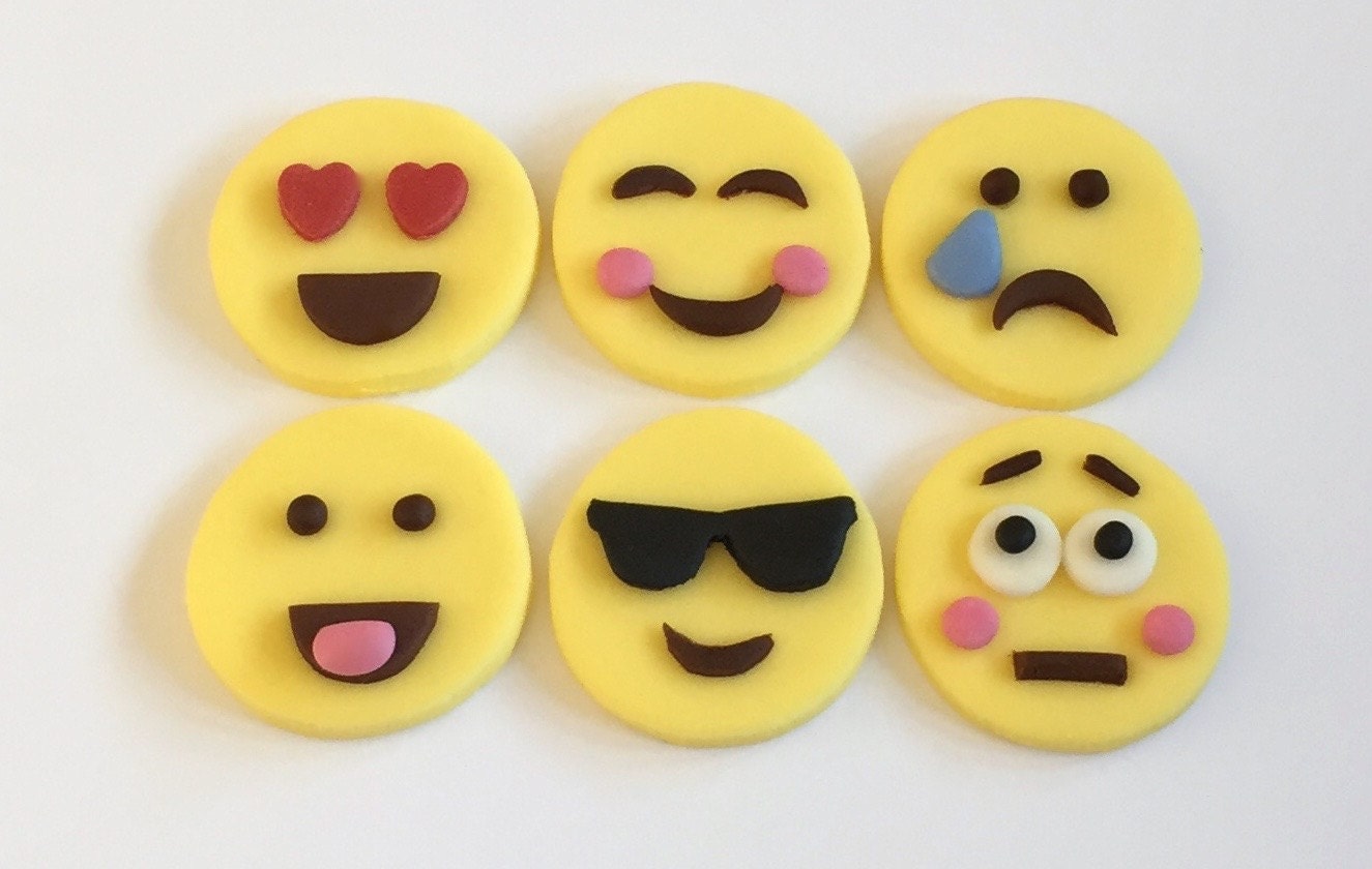 12 x edible icing Emoticon Emoji themed cupcake by ACupfulofCake