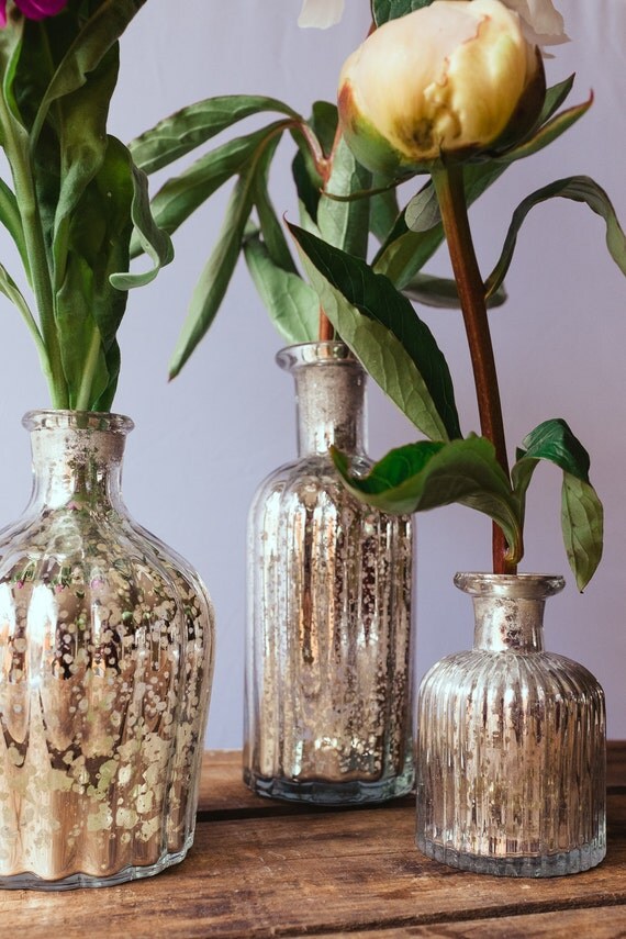 Votive Vase Centerpiece Vintage Wedding Silver Antique Vase