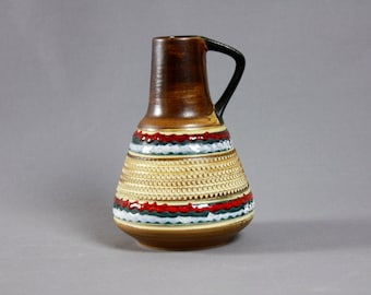 Vintage Duemler Breiden Sgraffito Pitcher Handled Vase West German Pottey WGP - 310-15 1960s Vase