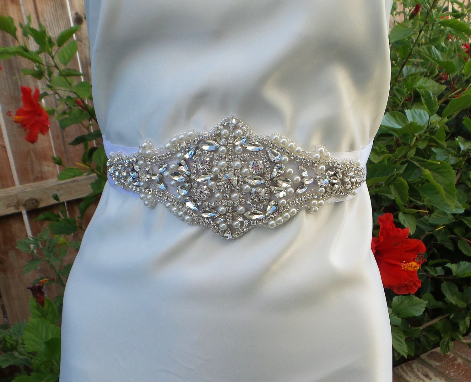 Bridal Applique Crystal Bridal Applique Pearl by AmazingAppliques