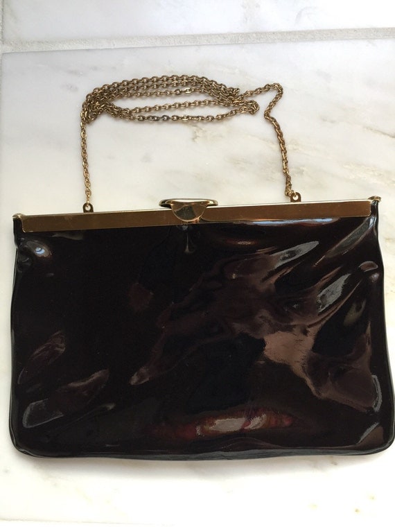 Vintage Etra black patent leather clutch/purse by SJOldFashioned