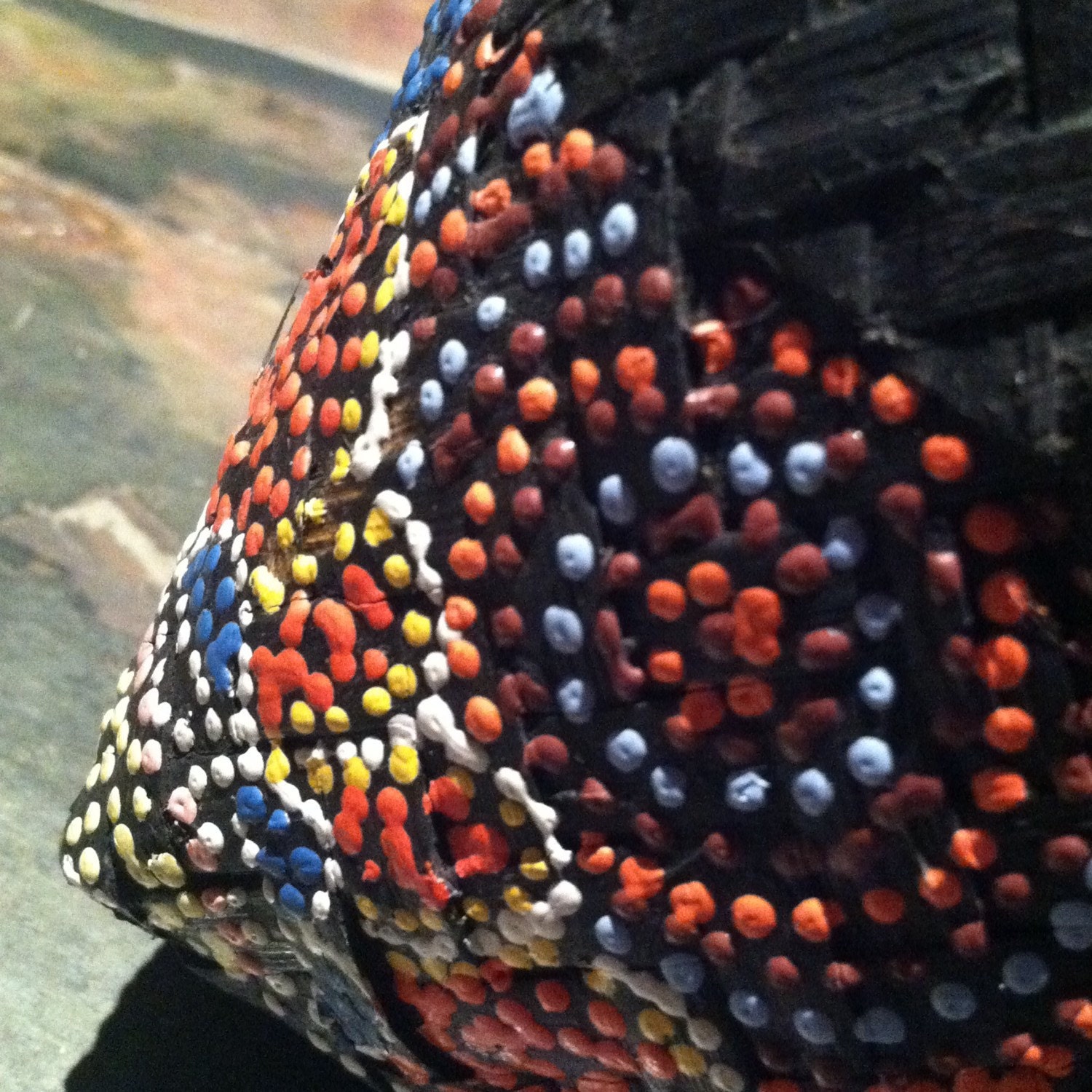 Black Dotwork Design Basket Beautifully Hand Painted Vintage Home Decor