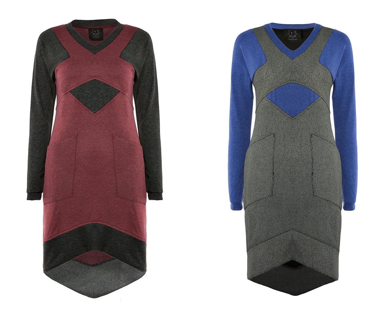 Casual dress with pockets/ Sporty dress/ Fit cut dress/ Raglan