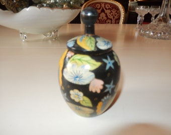 HAND PAINTED WOOD Container with Lid