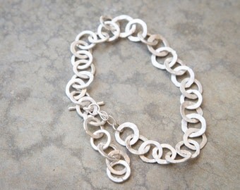 stering silver chain bracelet. silver handmade rectangular