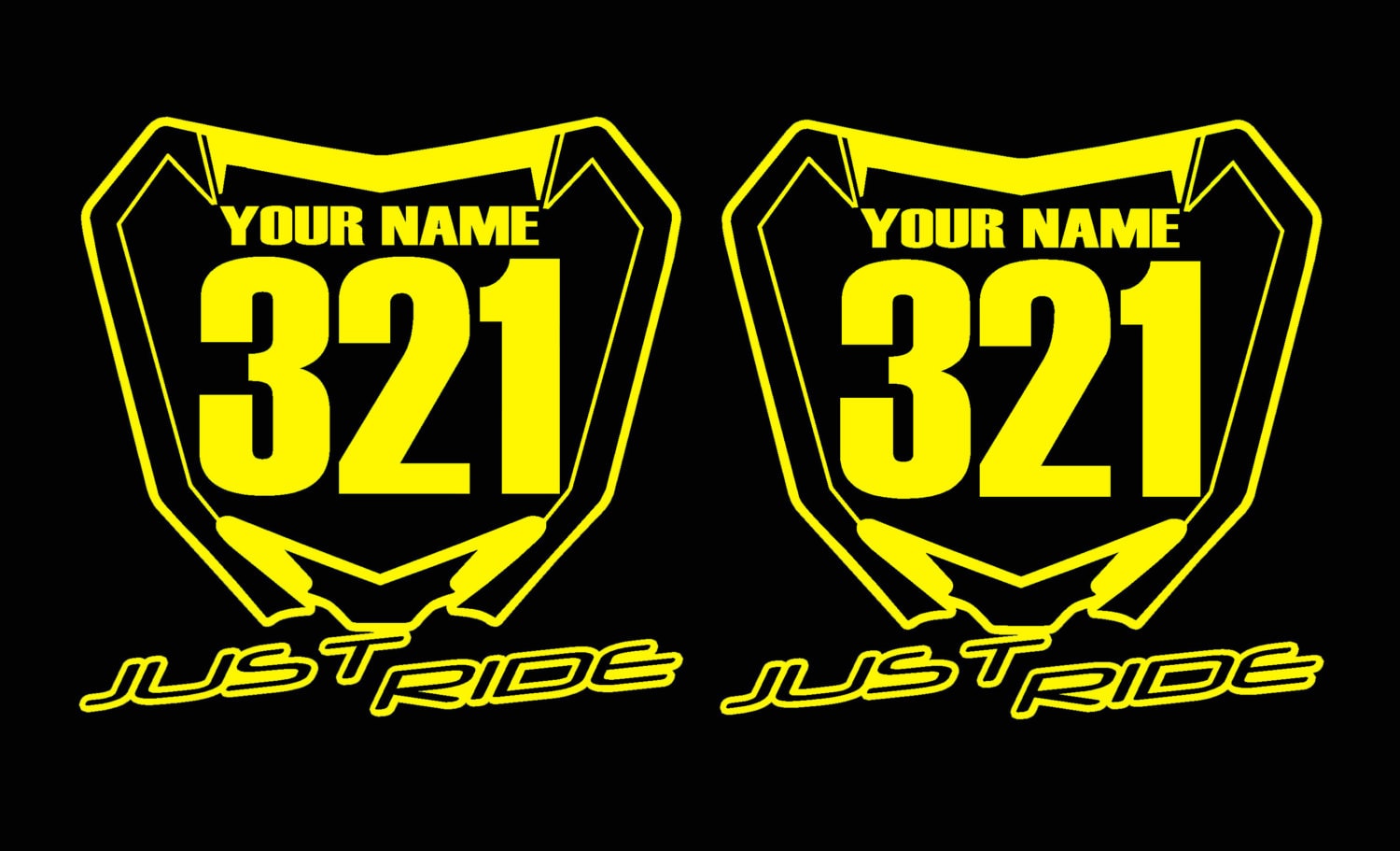 Motocross Number Plate Decal Sticker Custom Name & Number MX