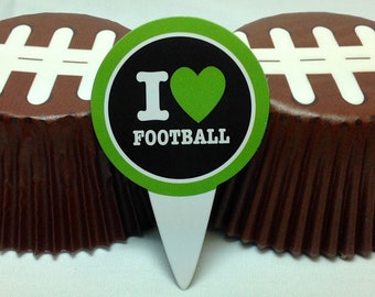 Football Baking Cups & Picks....24ct....Cupcakes...School Events Tailgating