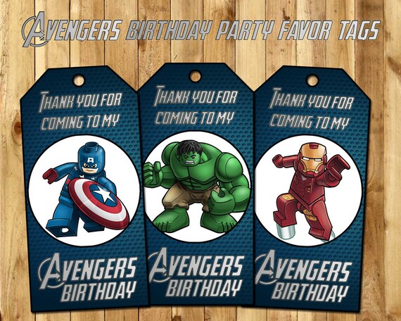 Avengers Favor Tags Lego Avengers Birthday Party by InstaBirthday