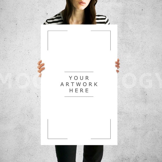 Download 11x17 Vertical Paper Mockup Girl Holding Poster Mockup