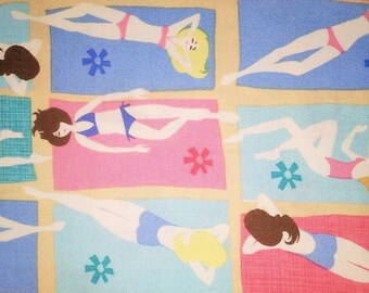 Beach Babe by Alice Kennedy for Timeless Treasures, cotton woven fabric, 1/2 yard