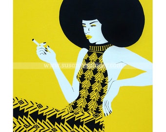 Disco Girl, Limited edition print of an acrylic on canvas painting