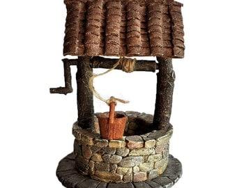 5.25" Fairy Wishing Well w/ Turning Crank Garden Terrarium Miniature Dollhouse