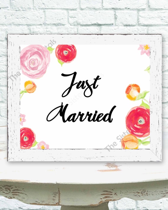 Items Similar To Just Married Sign - Just Married - Watercolor Floral 