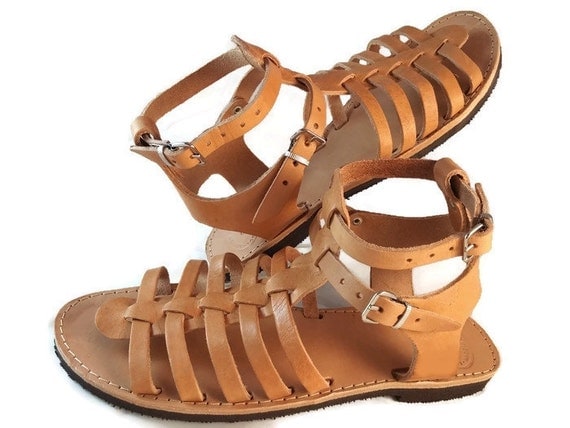 Ancient Greek High Ankle Gladiator Leather Sandals. Handmade in Greece ...