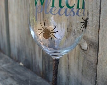 Halloween Wine Glass, Glitter Wine Glass, Halloween Party Glass, Witches Brew, Decorated Wine Glass, Halloween Part Favors, Girl's Night Out
