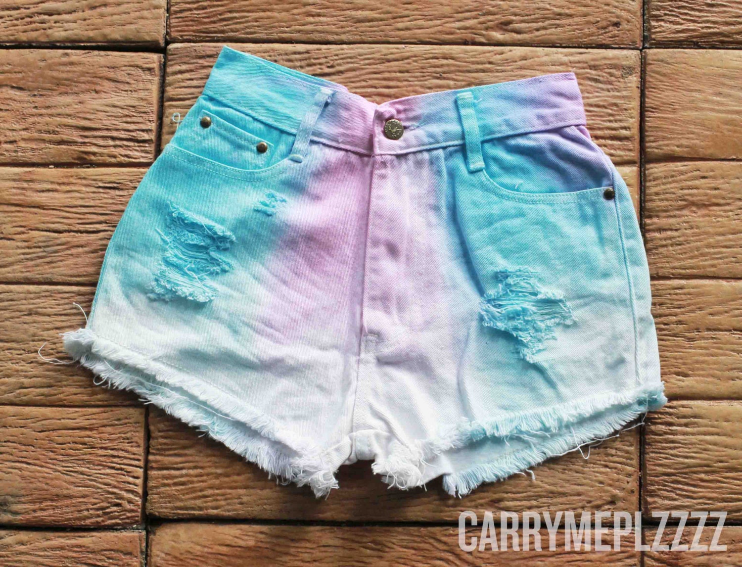 Pastel Tie Dye Shorts Denim Tye Dye High Waisted By Carrymeplzzzz