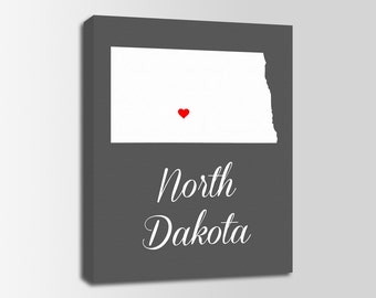 North Dakota Canvas Print, North Dakota Map, North Dakota Print, State Wall Art, Personalized Home Town Art, Wall Decor, Nursery, USA