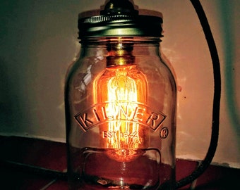 Mason Jar Lamp , Mason Jar Light , Kilner Jar lamp, Rustic style UK