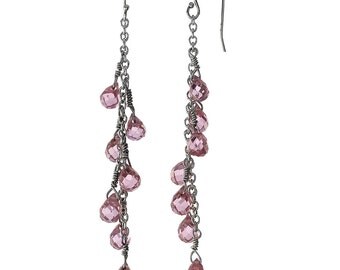 Boho Orecchini A Catena Con Perle - Ear Cuff Non Piercing A Forma Di C, Argento Clip-on - Gioielli Etnici Per Donna