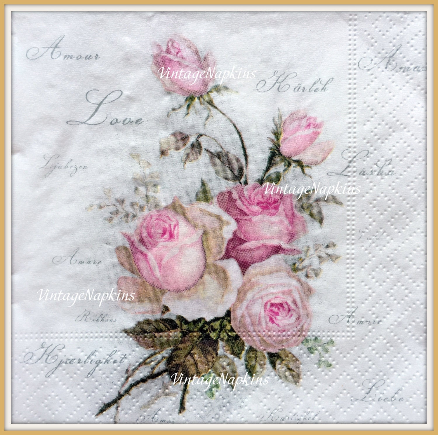 SALE TWO Paper napkins for DECOUPAGE Vintage Pink Roses