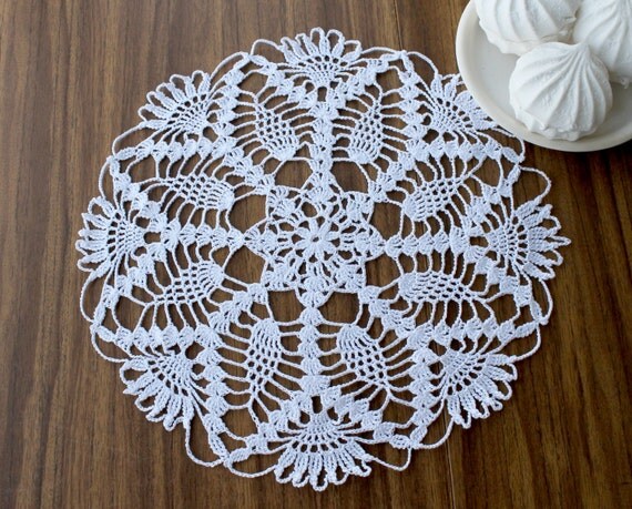 White knitted doily Openwork doily crochet doily handmade