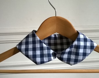 Blue gingham Peter Pan collar
