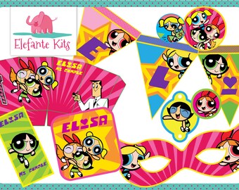 Printable Kit with editable text - Powerpuff Girls - Give your name to your Birthday!