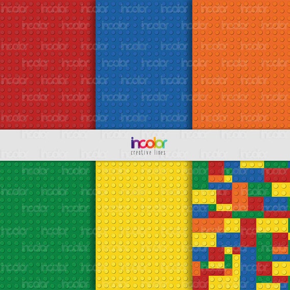 Lego inspired digital scrapbook paper pack instant download