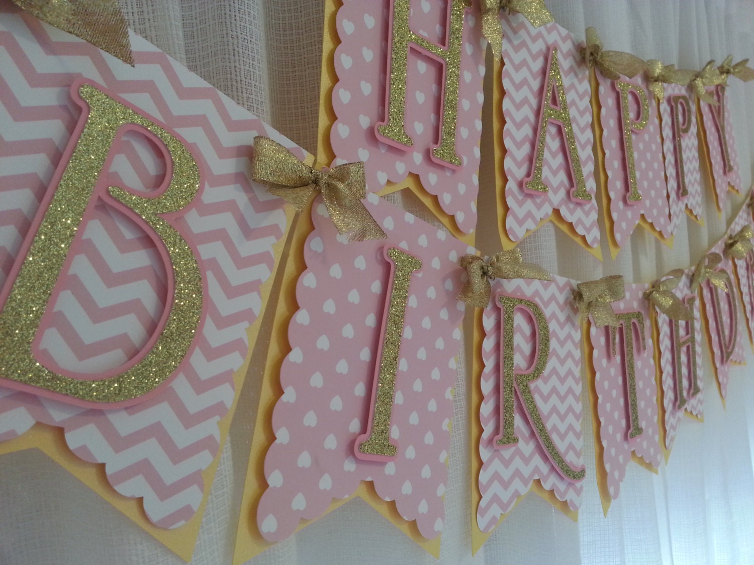 Pink and Gold Happy Birthday Banner Birthday Banner Pink and