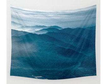 Wall Tapestry, Mountain Tapestry, Wall Hanging, Blue Mountains, Nature Wall Art, Large Photo Wall Art, Modern Tapestry, Home Decor