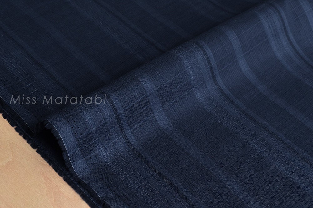 Japanese Fabric yarn dyed dobby lawn navy blue 50cm