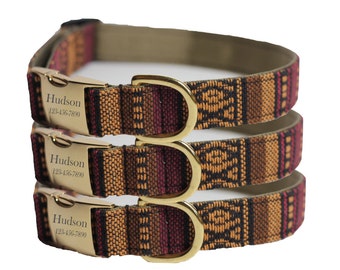 Engraved Woven Tribal Dog Collar - Aztec Personalized Collar - Woven Muskogee(Shown with optional Engraving)