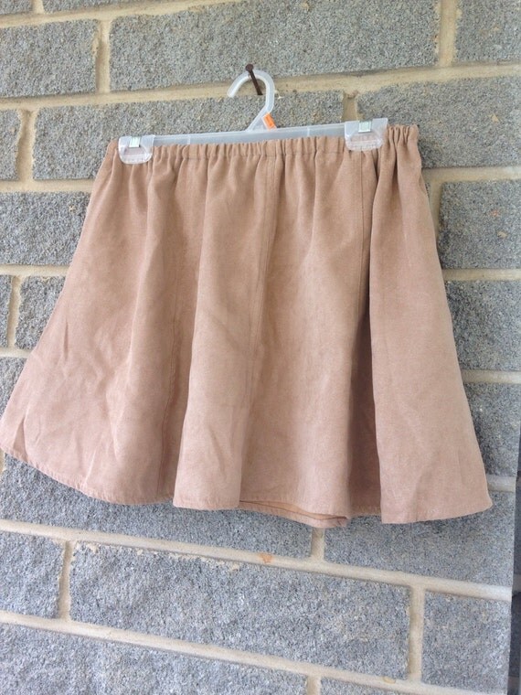 Skater style skirt in khaki brown suedelike by thejunkyjellybean