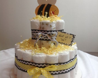2 Tier Bumble Bee Diaper Cake