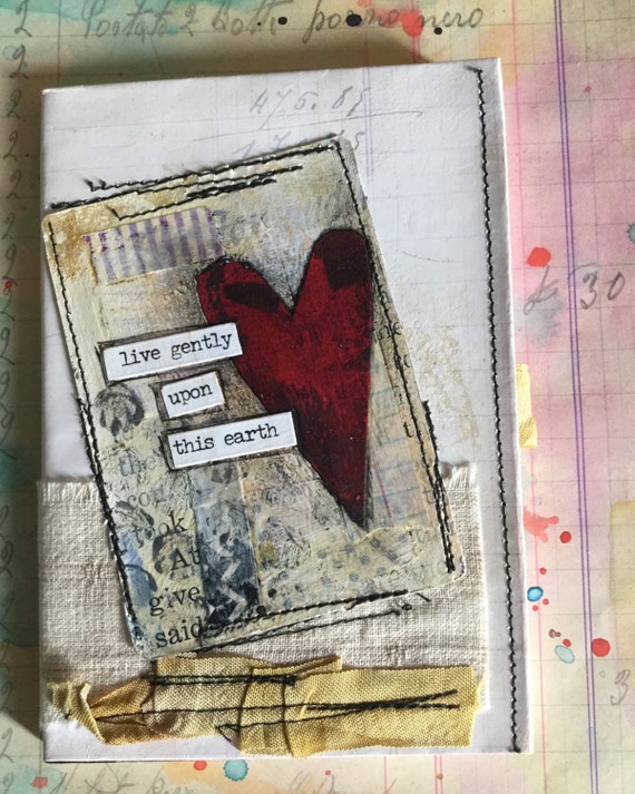 Altered mixed media handmade notebook with by lizziebusyhandmade