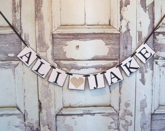 Wedding banner, Couples name banner, wedding decorations, Personalized banner, bridal shower decor, Sweetheart table decor