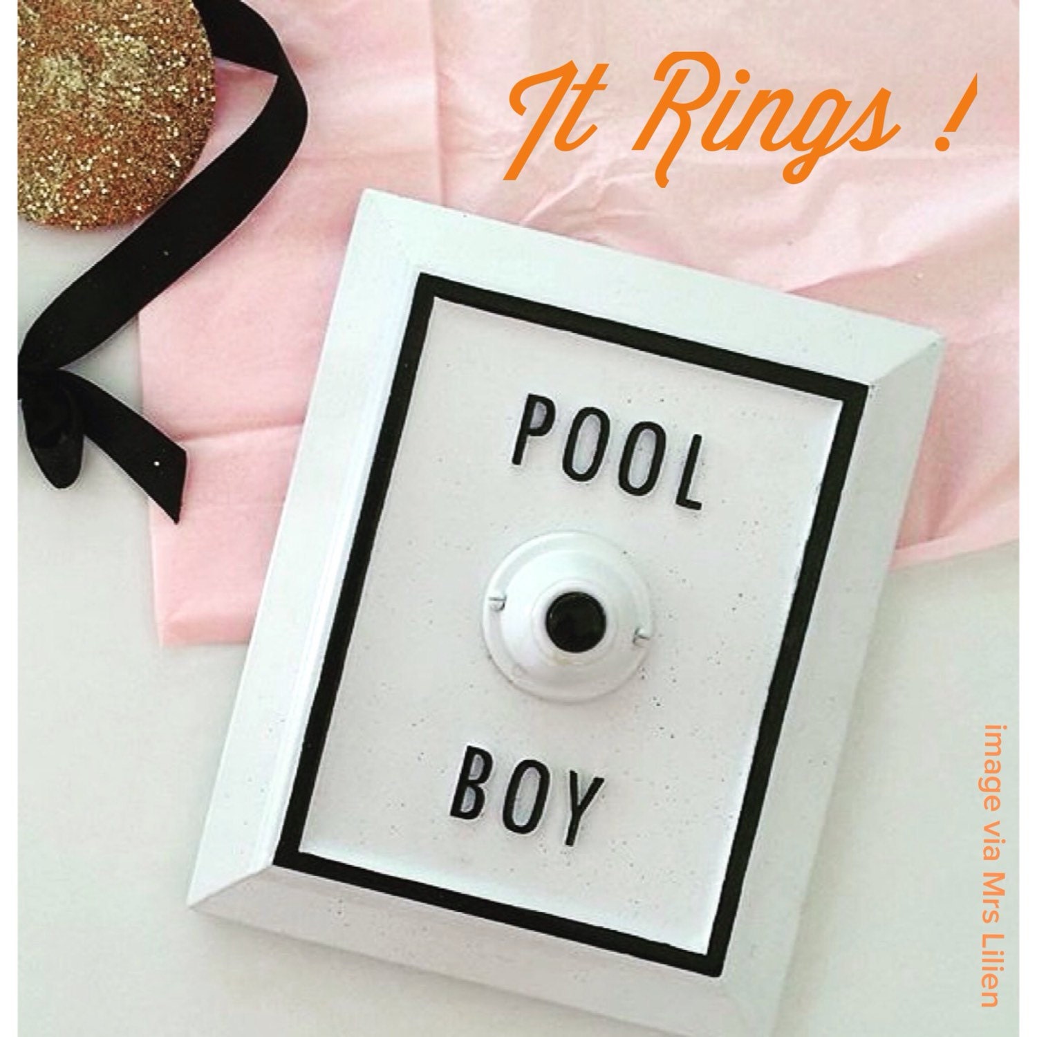 Pool Boy concrete sign with button ( ringing version )