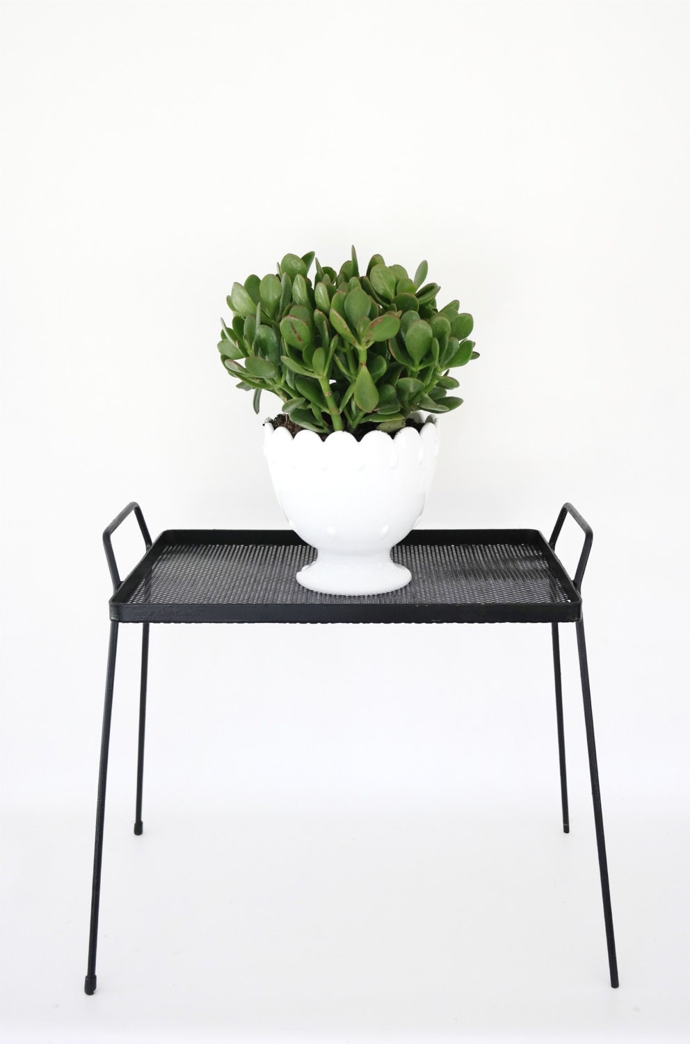 PRIORITY SHIPPING RESERVED mid century modern black metal side