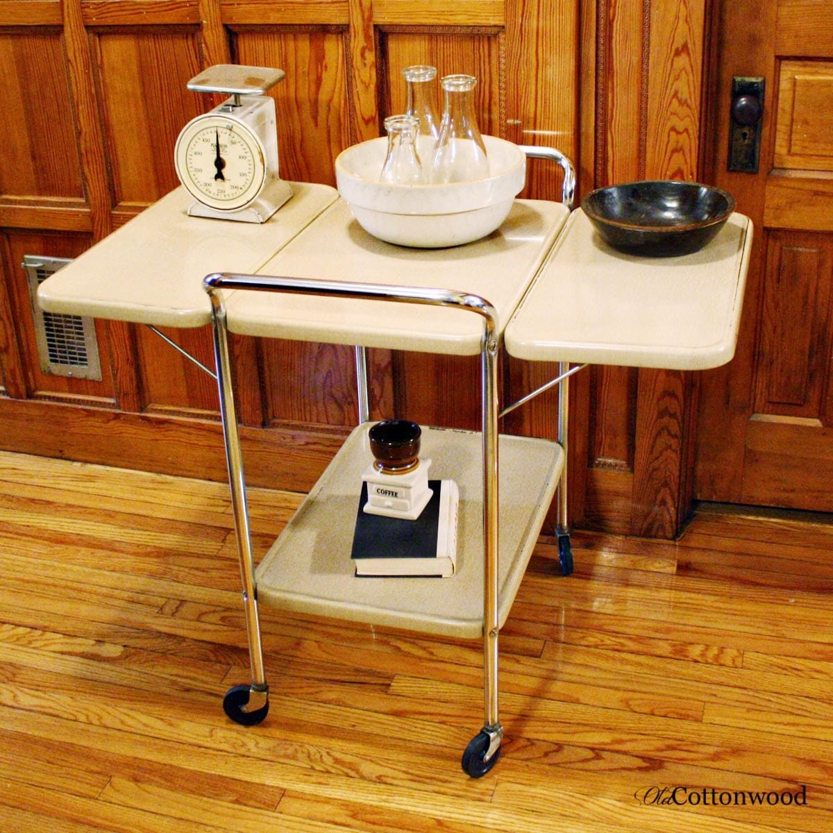 Vintage metal cart serving cart fold out sides kitchen