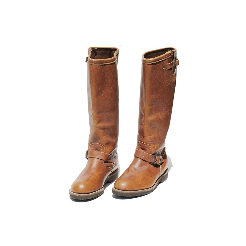 Size 9 Men's Brown Leather Pull on Riding Boots