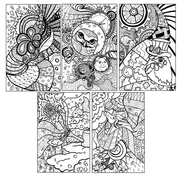 Assortment 1 Fine Art Coloring Pages By Jen Kroll