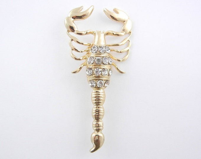 Large Gold-tone Scorpion Pendant Rhinestones